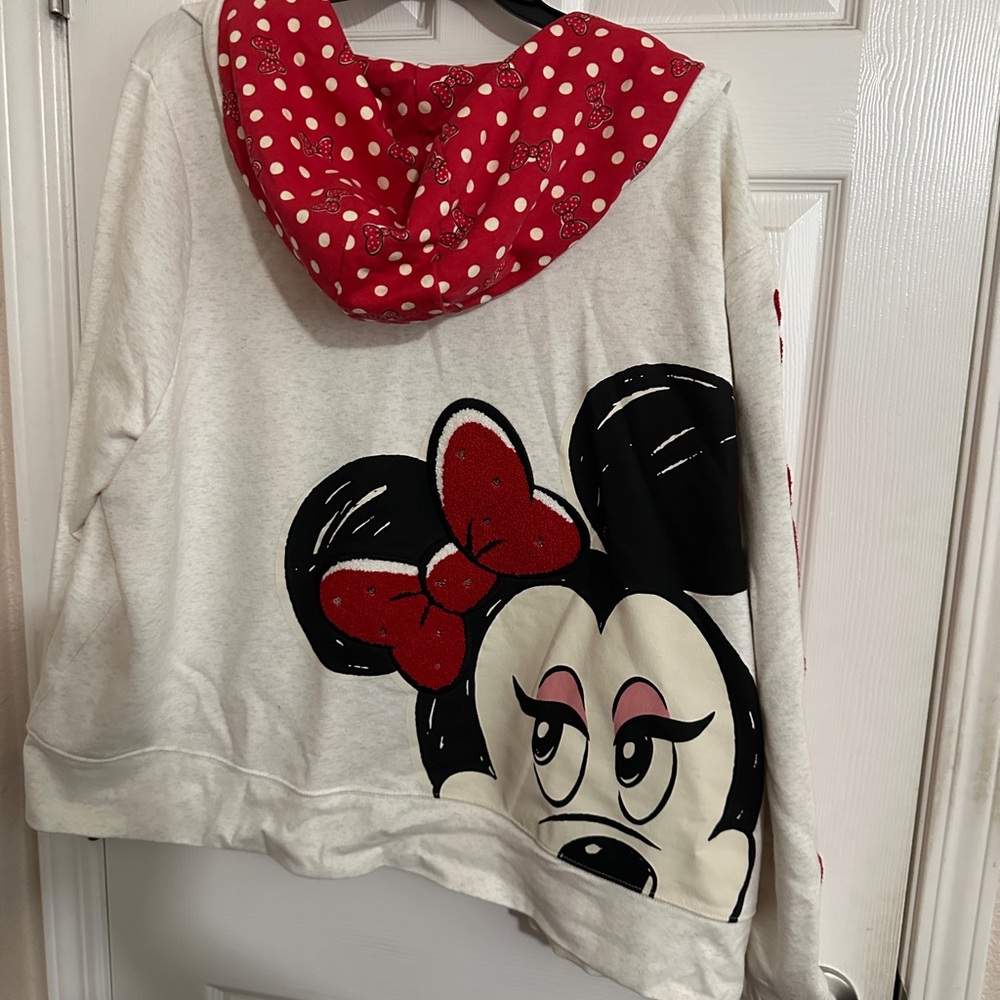 Disney Minnie Mouse Cream Zip-Up Hoodie with Polka Dot Lining - Picture 4 of 4